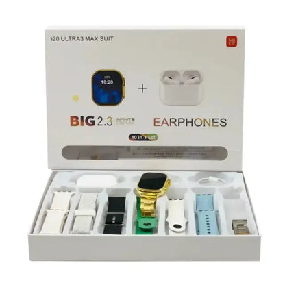 i20 Ultra 2 (10 Combo Pack) – Smart Watch Ultra + Wireless Earbuds in One Box